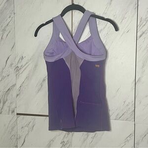 Lucy Purple Crossback Mesh Cutout Workout Tank SZ S